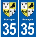 35 Romagne blason autocollant plaque stickers ville