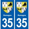 35 Romagne blason autocollant plaque stickers ville