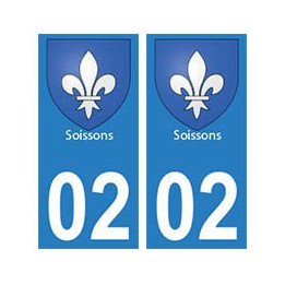 02 Soissons ville autocollant plaque