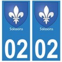 02 Soissons ville autocollant plaque