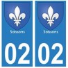 02 Soissons ville autocollant plaque