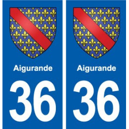 36 Aigurande  blason ville autocollant plaque stickers