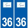 36 Aigurande logo ville autocollant plaque stickers