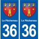 36 Le Pêchereau blason ville autocollant plaque stickers