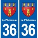 36 Le Pêchereau blason ville autocollant plaque stickers