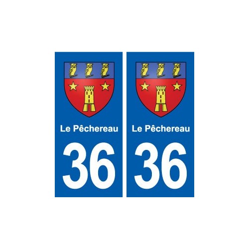 36 Le Pêchereau blason ville autocollant plaque stickers