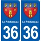 36 Le Pêchereau blason ville autocollant plaque stickers
