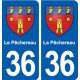 36 Le Pêchereau blason ville autocollant plaque stickers