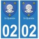 02 Saint-Quentin ville autocollant plaque