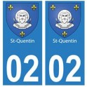 02 Saint-Quentin ville autocollant plaque