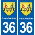 36 Saint-Gaultier blason ville autocollant plaque stickers