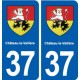37 Château-la-Vallière blason ville autocollant plaque stickers
