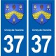 37 Civray-de-Touraine blason autocollant plaque stickers ville immatriculation