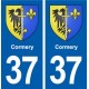 37 Cormery  blason ville autocollant plaque stickers