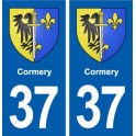37 Cormery  blason ville autocollant plaque stickers