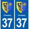 37 Cormery  blason ville autocollant plaque stickers