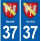 37 Genillé  blason ville autocollant plaque stickers