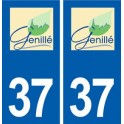 37 Genillé logo ville autocollant plaque stickers