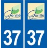 37 Genillé logo ville autocollant plaque stickers