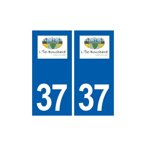 37 L'Île-Bouchard logo ville autocollant plaque stickers