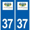 37 L'Île-Bouchard logo ville autocollant plaque stickers