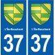 37 L'Île-Bouchard blason ville autocollant plaque stickers
