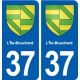 37 L'Île-Bouchard blason ville autocollant plaque stickers
