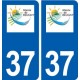 37 Reugny logo ville autocollant plaque stickers