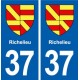 37 Richelieu blason ville autocollant plaque stickers