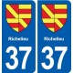 37 Richelieu blason ville autocollant plaque stickers