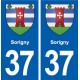 37 Sorigny blason ville autocollant plaque stickers