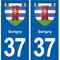 37 Sorigny blason ville autocollant plaque stickers