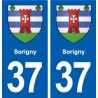 37 Sorigny blason ville autocollant plaque stickers