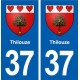 37 Thilouze blason ville autocollant plaque stickers