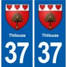 37 Thilouze blason ville autocollant plaque stickers