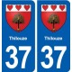 37 Thilouze blason ville autocollant plaque stickers