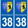 38 Brié-et-Angonnes  blason ville autocollant plaque stickers