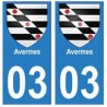 03 Avermes ville autocollant plaque