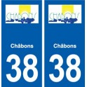 38 Châbons  logo ville autocollant plaque stickers
