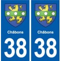 38 Châbons blason ville autocollant plaque stickers