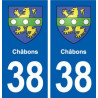 38 Châbons blason ville autocollant plaque stickers