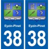 38 Eyzin-Pinet blason ville autocollant plaque stickers