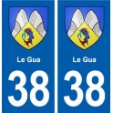 38 Le Gua blason ville autocollant plaque stickers