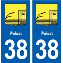 38 Poisat blason ville autocollant plaque stickers