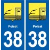 38 Poisat blason ville autocollant plaque stickers