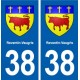 38 Reventin-Vaugris blason ville autocollant plaque stickers