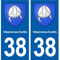38 Vézeronce-Curtin blason ville autocollant plaque stickers