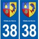 38 Villette-de-Vienne blason ville autocollant plaque stickers