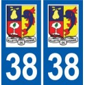 38 Villette-de-Vienne logo ville autocollant plaque stickers