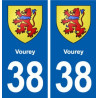 38 Vourey blason ville autocollant plaque stickers